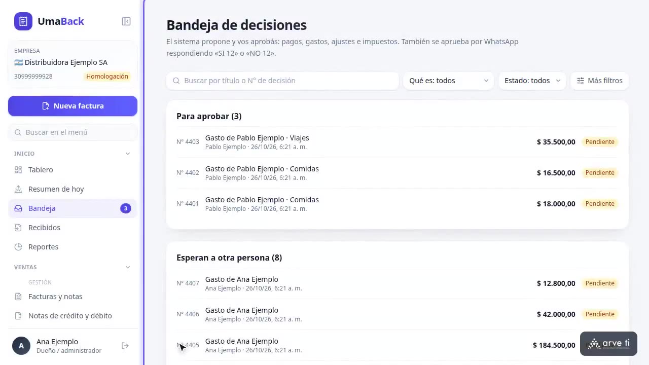 El sistema propone, vos aprobás